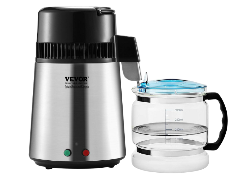 Destiladora de agua con jarra de cristal